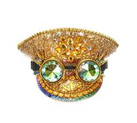 Generisch Bonnet à barbe Chapeaux de fête de pompier Fait à la main Strass Chapeaux de fête individuels Spectacles sur scène Grandes casquettes Carnaval Accessoires Femme (Or, M)