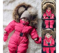 Generisch Bonnet à capuche épais pour fille et garçon - Manteau brossé - Tenue d'hiver chaude pour bébé garçon, rouge, 18 mois