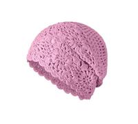 generisch Bonnet crochet cas bonnet tricoté à la main casquette florale en coton coupe chapeaux d'été pour femmes bonnet tricoté léger 1 an, Rose, taille unique