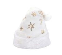 Generisch Bonnet de Père Noël blanc avec paillettes dorées argentées brodées flocons de neige pour adultes (or, taille unique)