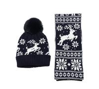 Generisch Bonnet d'hiver de Noël pour enfants, motif renne, doux et chaud, pour garçons et filles, tenue par temps froid, Marine, taille unique