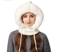 Generisch Bonnet d'hiver doux pour femme - Bonnet chaud en tricot léger 3 en 1 avec doublure polaire - Bonnet d'hiver doux - Couleur unie - Cagoule confortable - Décontracté - Masque de ski