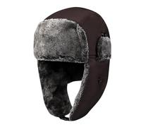Generisch Bonnet d'hiver en laine pour femme et homme - Bonnet chaud en polaire - Trapper Uschanka - Casquette de ski d'extérieur, café, taille unique