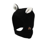 Generisch Bonnet d'hiver en laine vierge pour bébé fille et garçon - Doux et chaud - Avec cache-oreilles en polaire - Écharpe à capuche - Gants en polaire, Noir , taille unique