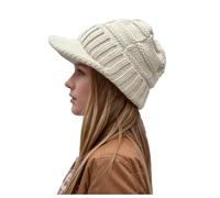 Generisch Bonnet d'hiver en tricot avec visière pour homme et femme, beige, taille unique