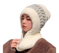 Generisch Bonnet d'hiver en tricot chaud pour femme - Bonnet en laine - Écharpe - Pull intégré - Bonnet mignon pour parents et enfants - Bonnet tricoté chaud pour homme, Blanc., taille unique