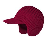 Generisch Bonnet d'hiver pour bébé garçon avec bord et oreilles, bonnet tricoté avec oreilles en polaire chaude, bonnet 47, Bordeaux, taille unique