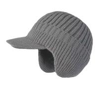 Generisch Bonnet d'hiver pour bébé garçon avec bord et oreilles, bonnet tricoté avec oreilles en polaire chaude, bonnet 47, gris, taille unique