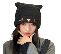 Generisch Bonnet en polaire pour homme et femme - Fille - Adolescents - Mignon - Oreille de chat - Bonnet côtelé - Bonnet doux et confortable - Automne et hiver - Pour l'extérieur - Avec