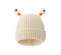 Generisch Bonnet en tricot lumineux pour parent-enfant, drôle fait à la main avec un grand, peut être étiré Chapeau amusant, beige, taille unique