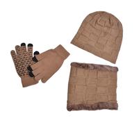 Generisch Bonnet enfant 3 pièces/ensemble garçon chapeau doublé chapeau écharpes gants pour jeunes enfants bonnets polaire tout-petit bonnet hiver casquette hiver bonnet laine chaud, kaki, 2-8 ans