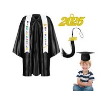 Generisch Bonnet et robe de maternelle, robe de remise de diplôme préscolaire pour, bonnet de fin d'année 2025 et pompons - Ensemble écharpe de cérémonie pour - Plusieurs couleurs pour
