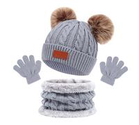 Generisch Bonnet Femme Homme Enfant Chapeaux Écharpes Gants Chaud Coloré En Hiver Deux Bonnets Bébé, gris, taille unique