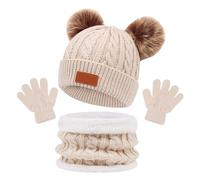 Generisch Bonnet Femme Homme Enfant Chapeaux Écharpes Gants Chaud Coloré En Hiver Deux Bonnets Bébé, beige, taille unique