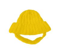 Generisch Bonnet tricoté 2026 avec oreilles - Adorable bonnet d'hiver pour petits chiens, chaud et douillet, parfait pour les photos et le temps froid (jaune, taille unique)