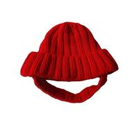 Generisch Bonnet tricoté 2026 avec oreilles - Adorable bonnet d'hiver pour petits chiens, chaud et douillet, parfait pour les photos par temps froid (rouge, taille unique)