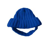 Generisch Bonnet tricoté 2026 avec oreilles - Adorable bonnet d'hiver pour petits chiens, chaud et douillet, parfait pour les photos et le temps froid (bleu, taille unique)
