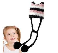 Generisch Bonnet tricoté à rayures pour l'hiver, bonnet tricoté à rayures colorées | Bonnet d'hiver chaud - Pour filles, adultes, voyages, camping, excursion, réunion, rendez-vous, Noir , L