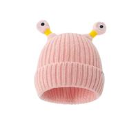 Generisch Bonnet tricoté mignon et lumineux parent-enfant, bonnet amusant fait à la main avec grand, peut être étiré bonnet d'hiver garçon, Rose, taille unique