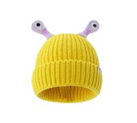 Generisch Bonnet tricoté pour femme - En coton - Noir - Fin - En coton - Chaud - Bonnet d'hiver en tricot - Bonnet de transition avec protection des oreilles, jaune, taille unique