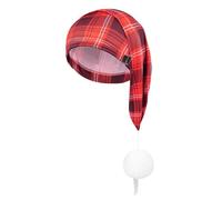 Generisch Bonnet unisexe à pointe, plaid, chemise de nuit, accessoire de bonnet de nuit avec pompon, fête à thème, costume de fête, carnaval, Noël., 3 Rouge pastèque, taille unique
