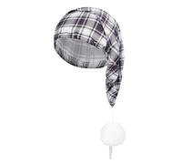 Generisch Bonnet unisexe à pointe, plaid, chemise de nuit, accessoire de bonnet de nuit avec pompon, fête à thème, costume de fête, carnaval, Noël., 3-Gris, taille unique