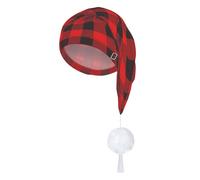 Generisch Bonnet unisexe à pointe, plaid, chemise de nuit, accessoire de bonnet de nuit avec pompon, fête à thème, costume de fête, carnaval, Noël., 3-rouge, taille unique