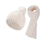 Generisch Bonnet vieux rose pour femme, bonnet, écharpe et gants, ensemble d'extérieur tendance et chaud pour bébé, ensemble d'hiver pour bébé, Blanc., taille unique