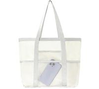 Generisch Borsa Spiaggia, Borsa a Mano Antisabbia, Borsa Sportiva Impermeabile con Rete e Portaoggetti per Borraccia Occhiali da Sole