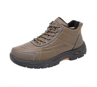 Generisch Bottes à lacets pour homme - Noir - Plateforme - Chaussures de loisirs - Antidérapantes - Bottes d'hiver plates - Bottes de neige légères et décontractées - Imperméables et doublées, café