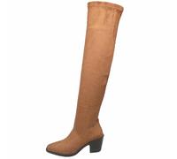 Generisch Bottes au-dessus du genou pour femme avec talon bloc Bottes mi-saison Dressy Bottes médiévales rétro pour femme Bottes d'hiver Bottes de cowboy, kaki, 43 EU