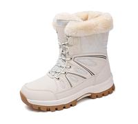 Generisch Bottes au-dessus du genou pour femme - Bottes de requin pour femme - Mode d'hiver - Épaississement - Laçage chaud - Couleur unie - Antidérapantes - Confortables, beige, 40 EU