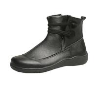 Generisch Bottes au-dessus du genou pour femme Shark Boots Femmes Casual Couleur unie Bottines à lacets Grande taille Semelle plate Basse Largeur Ouverture Cheville Bottes Courtes, Noir , 39 EU