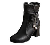 Generisch Bottes au-dessus du genou pour femmes Bottes requins 2023 Hiver Coréen Boots Courts Style Collège Femme Bottines mignonnes, Noir , 41 EU