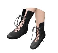 Generisch Bottes avec lanières pour spectacles de danse - Bottines mi-hautes pour femme avec talon bas - Polyvalentes - Combinables avec des jeans, des pantalons cargo, des jupes, des robes, adaptées