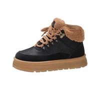 Generisch Bottes basses doublées pour femme - Isolation renforcée - Bout rond - Bottes d'hiver à lacets antidérapantes - Isolation contre le froid - Confortables à enfiler, Noir , 37.5 EU