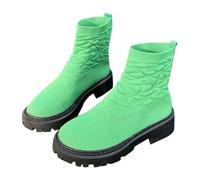 Generisch Bottes classiques pour femme, bottes d'été, bottes courtes pour femme, talon épais, bottes mi-mollets, vert, 37 EU