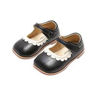 Generisch - Bottes d'automne pour fille, mignonnes, plates, unies, dentelle, boucle à crochet, décontractées, confortables, bottes d'hiver pour enfants, Noir , 21 EU