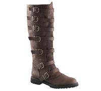 Generisch Bottes de chevalier médiévales pour femme - Multicouches - Boucle latérale - Bottes de pirate viking en cuir synthétique - Bottes de neige longues pour cosplay guerrier prince, marron, 39 EU