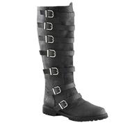 Generisch Bottes de chevalier médiévales pour femme - Multicouches - Boucle latérale - Bottes de pirate viking en cuir synthétique - Bottes de neige longues pour cosplay guerrier prince, Noir , 41 EU