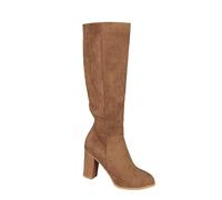 Generisch Bottes de chevalier pour femme - Bottes en daim - Fermeture éclair latérale - Bottes à talons hauts - Tige longue - Bottes à talon épais - Automne et hiver, kaki, 38 EU