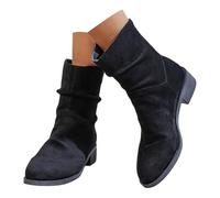 Generisch Bottes de cowboy pour femme - En daim - Pointues - Chaussures à enfiler - Bottines à talon - Bottines courtes - Bottes d'hiver - Bottes western pour femme, Noir , 40 EU