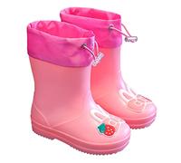 Generisch Bottes de neige 32 avec motif lapin rose - Bottes de pluie - Semelles texturées - Antidérapantes, légères et confortables - Chaussures de pluie pour écoliers du primaire - Imperméables, PK2