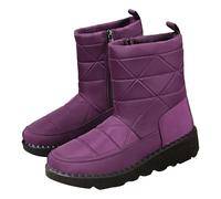 Generisch Bottes de neige chaudes pour femme - Bottes de neige mi-hautes doublées - En peluche - Antidérapantes - Imperméables - Pour l'intérieur et l'extérieur, Violet, 36 EU
