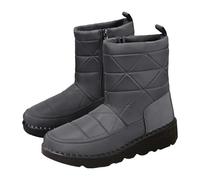 Generisch Bottes de neige chaudes pour femme - Bottes de neige mi-hautes - Doublure en peluche - Antidérapantes - Imperméables - Pour l'intérieur et l'extérieur, gris, 36 EU