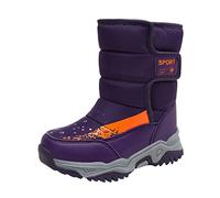 Generisch Bottes de neige design d'extérieur pour enfants, bottes d'hiver imperméables avec profil antidérapant pour filles et garçons, lilas, 28.5 EU
