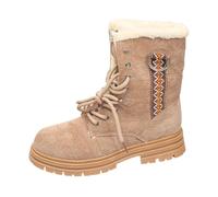 Generisch Bottes de neige d'hiver 2025 à talon bas à talon carré pour femmes en Europe Amérique ainsi que velours avec sangle avant épaisse et lacets ronds pour femme, kaki, 41 EU