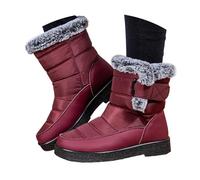 Generisch Bottes de neige d'hiver pour femme avec fermeture à crochet, imperméables, plates, chaudes, doublées, confortables, mi-hautes, pour les jours froids