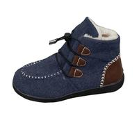 Generisch Bottes de neige d'hiver pour femme avec semelle plate - Bottes courtes chaudes avec cordon de serrage - Bottines tendance pour les jours froids, bleu, 37 EU