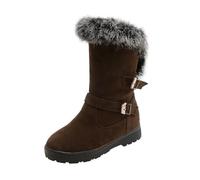 Generisch Bottes de neige d'hiver pour femme - Doublées - En peluche - Avec mollet moyen - Antidérapantes - Confortables - Fermeture éclair - Pour Noël - Carnaval - Fête - En daim, 04 marron, 43 EU